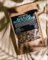 Kraft pouch of Mylasmoss Alkaline Iron Fluorine loose herbal tea blend